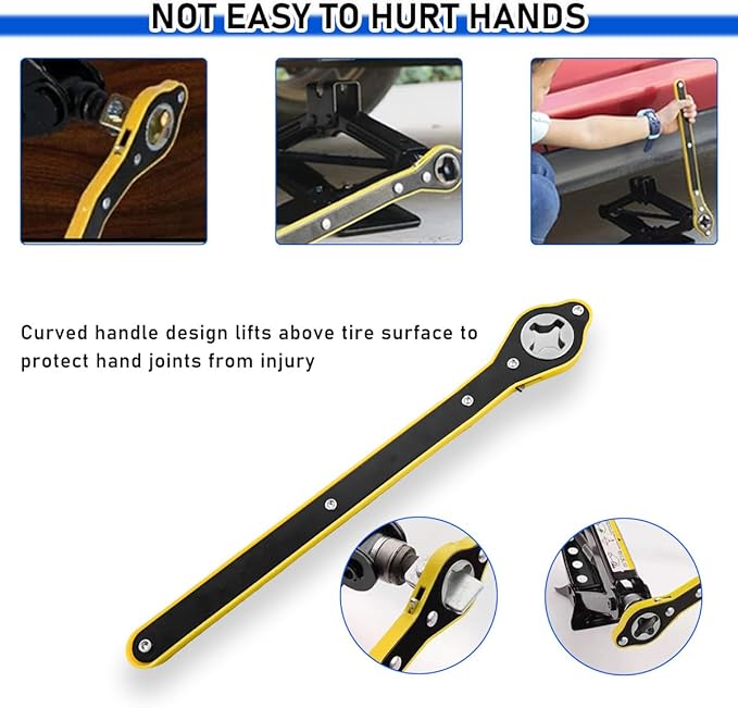 Jack Ratchet Wrench, Forward and Reverse Easily Switch Ratchet Wrench for Scissor Jack, 360 Swivel Labor Saving Jack Lift Speed Tool for Cars SUV, Universal Car Accessories (Wrench)
