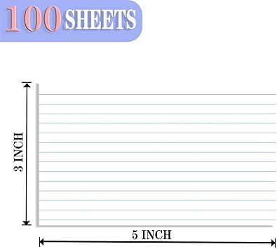White Index Cards 3x5 Ruled, 100 Pcs File Note Cards, Lined Index Cards, Flash Cards, Study Cards, Flashcards for Studying, Notecards for Studying, Note Taking and To Do List