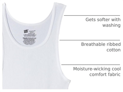 Hanes Men's Cotton Tank Undershirts Pack, Moisture-Wicking Ribbed Tanks, lightweight Cotton Tank Undershirts, 3-Pack