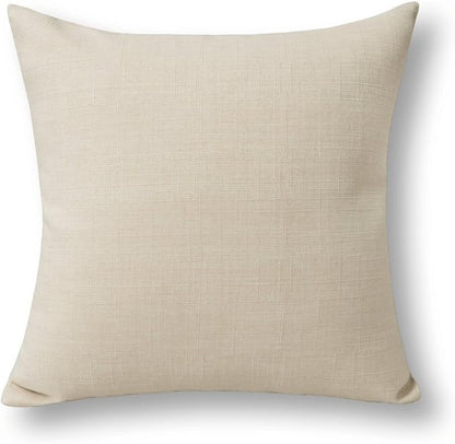 Jeanerlor Faux Lined Linen Decorative Throw Pillow Case 24x24 inch Cushion Sham for Teens/Adults Square (60 x 60 cm), Light Linen
