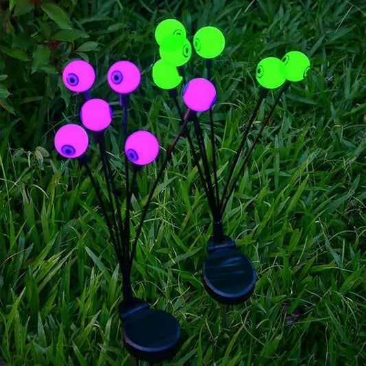 Floating Horror Eyeball Solar Garden Lights for Halloween Decorations Outdoors, Rocking Firefly with 2 Pack 12 LED Magic Eyeball Halloween Ghost Lights, Suitable for LawnGhost Decorations
