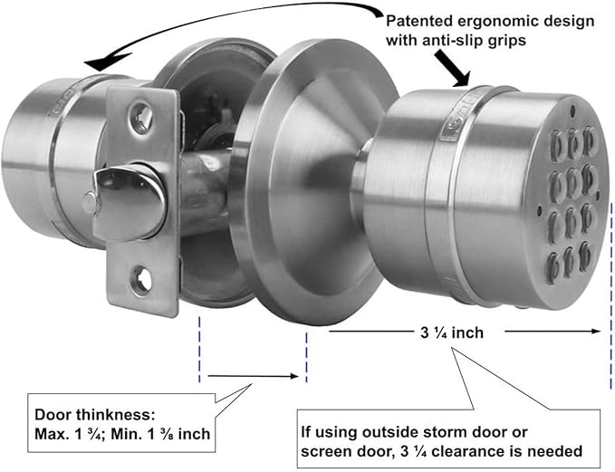 Electronic Door Knob (Spring Latch Lock; Not Deadbolt; Not Phone Connected), Single Front keypad YL 99, max Security