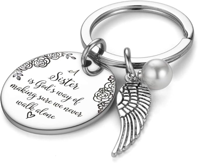 UOIPENGYI Sister Keychain - A Sister is God's Way of Making Sure We Never Walk Alone Friends Sister Keychain Gifts for Sister