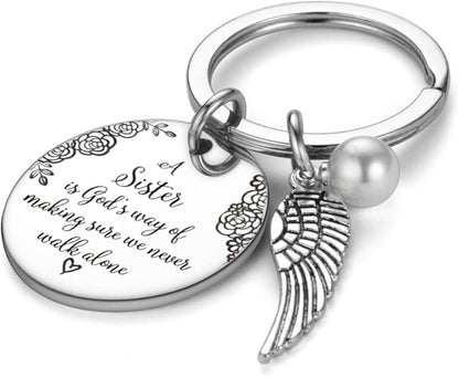 UOIPENGYI Sister Keychain - A Sister is God's Way of Making Sure We Never Walk Alone Friends Sister Keychain Gifts for Sister