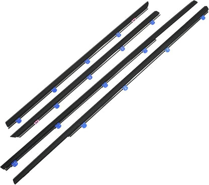 Motoforti Weatherstrip Window Trim Seal Belt Kit, Car Outside Window Seal Belt, for Honda Civic 2012-2015, ABS, 72450TR0A01, Black, 1 Set, Front Rear Left Driver Right Passenger Side