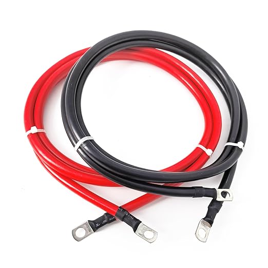 2 AWG Battery Cable 2AWG Gauge Pure Copper Battery Inverter Cables with 516 in Lugs Both Ends Power Inverter Wire Set for Automotive Solar Marine Boat RV Car Motorcycle Red and Black (5FT)