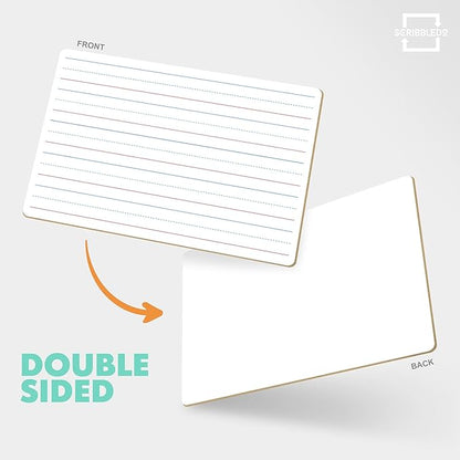 SCRIBBLEDO 5 Pack Double Sided Whiteboard Lined Dry Erase Board for Kids Ruled Writing Board Handwriting Practice for Kids - Small White Board Dry Erase Board 9x12 Dry Erase Board with Lines Student