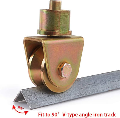 Skelang Sliding Gate Wheels 2.5, V Groove Caster with 360 Degree Rotational Stem, V Track Gate Roller for Foldable Sliding Gate, Total Load Capacity 1320 Lbs, Pack of 2