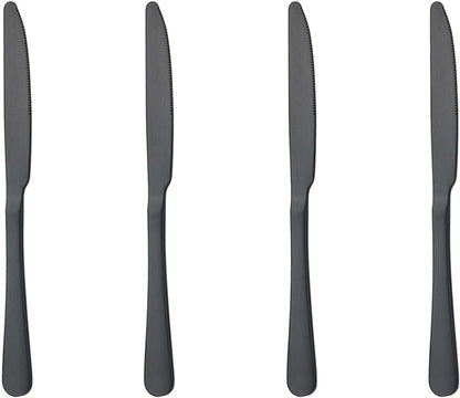 Matte Black Dinner Knife, Uniturcky Stainless Steel Satin Finish 9.05-inch Dinner Table Knife Set, Service For 4, Dishwasher Safe