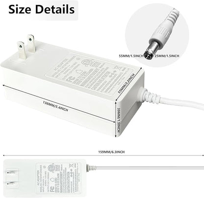 12V Power Supply Adapter, 5A 60W Wall Plug Switching Transformer, AC 100-240V Converter to DC 12 Volt White LED Driver Adaptor with 5.5x2.12.5mm Connector for led Strip Light (ETL Certificated)