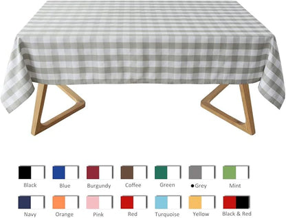 maxmill Checkered Square Tablecloth Stain Resistant Waterproof and Wrinkle Resistant Washable Heavy Weight Soft Table Cloth Gingham for Dining Room and Outdoor Use, 52 x 52 Inch Grey and White