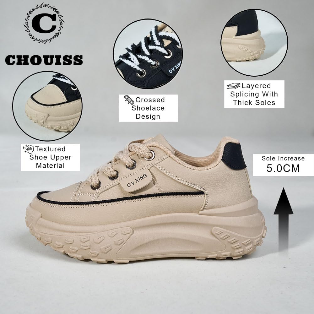 Sneakers for Women,Lace Up Thick Soled Non Slip Sports Shoes, Breathable, Stylish,Running,Shopping