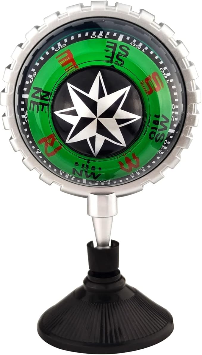 Adjustable Ball Night Vision Compass with The Bottom Suction Cup, Boat Compass Dash Mount, Adjustable Dash Car Compass for Car Marine Boat Ship
