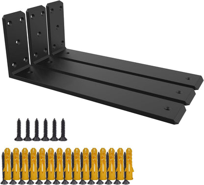 3 Pack 16inchCountertop Support Brackets, Heavy Duty Industrial Hidden Shelf Bracket, Metal Floating L Brackets for Shelves Hardware Support DIY Aufuga (3pcs, 16x6x2.5) (Includes 20 Screws)