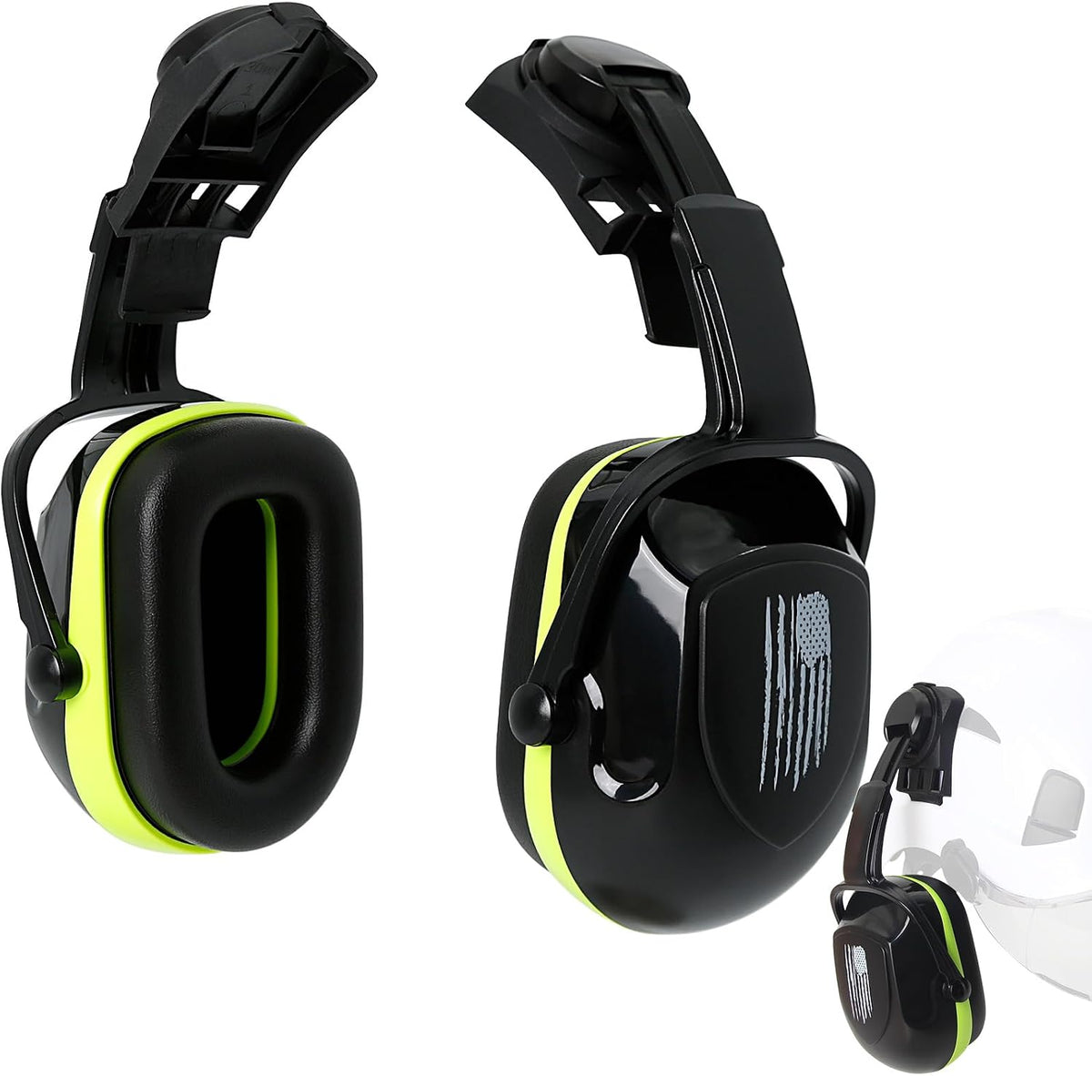 Hard Hat Ear Muffs, Green Ear Muffs For Noise Reduction For Hard Hat Accessories SNR 30dB NRR 25dB Ear Protection, Construction Ear Protection For Adults