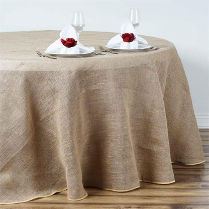 1 Pc of 90-Inch Round Natural Brown Burlap Tablecloth Wedding Birthday Party Linens