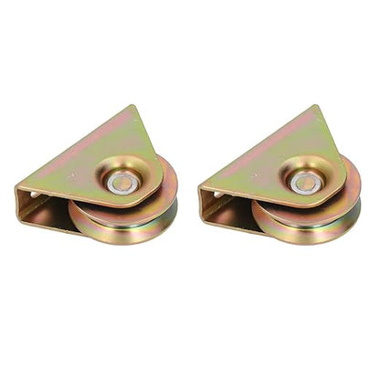 2Pcs Groove Pulley Wheel V Type Wall Mounted Alloy Steel Rope Blocks Rollers 48mm