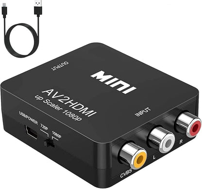 BDM AV to HDMI Converter, RCA to HDMI, 1080P Mini RCA Composite CVBS Video Audio Converter Adapter Support PALNTSC for TVPC PS3 STBXbox VHSVCRBlue-Ray DVD Players - Black