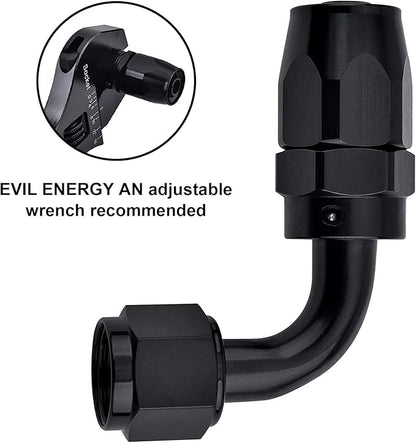 EVIL ENERGY 6AN Hose End Fitting 90 Degree Swivel for CPE Braided Hose Black