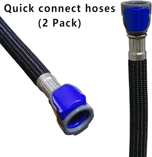 Quick Connect Faucet Water Supply Lines, 12 Inch, Widespread Bathroom Faucet Replacement Fast Lock Pipe Hoses, 2 Packs