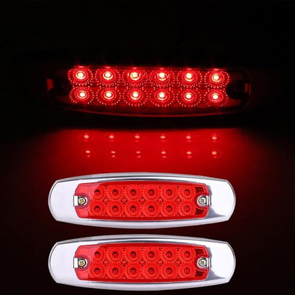 2 x 12 Led Red Lens LED Side Marker Indicator Lights Lamp Front Rear Tail Lamp LED Side Marker Lights Heavy Truck Lighting 2 x Redwhite Lens Fit For Peterbilt Kenworth Freightliner