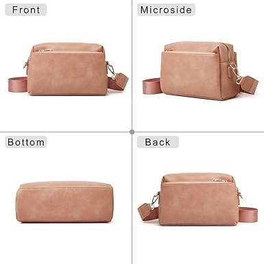 HUA ANGEL Small Crossbody Bags for Women Leather Cellphone Shoulder Handbags Triple Zip Satchel Purse with Adjustable Strap