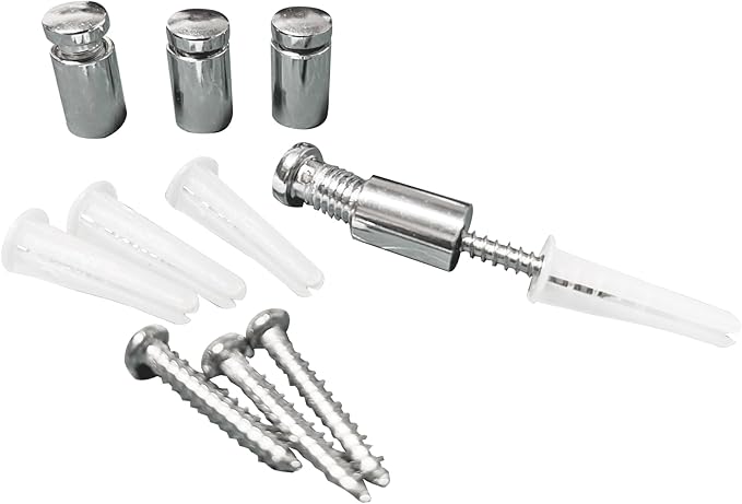 FixtureDisplays 4 PCS 12" Nomininal (716" Actual) X 1316" Sign Standoff Screws Wall Standoff Mounts Glass Acrylic Advertising Nails 19741-Stand Off-NPF
