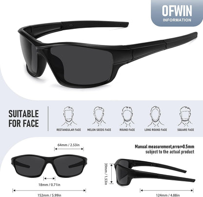 Polarized Sports Sunglasses for Men Women Driving Cycling Fishing Wrap Around Sun Glasses UV400 Protection