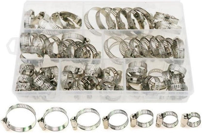 60 PCS/Box Multi Size 8mm-38mm Stainless Steel Hoop Clamp Hose Clamp Stainless Steel Set automotive pipes clip Fixed tool Pipe Clamps