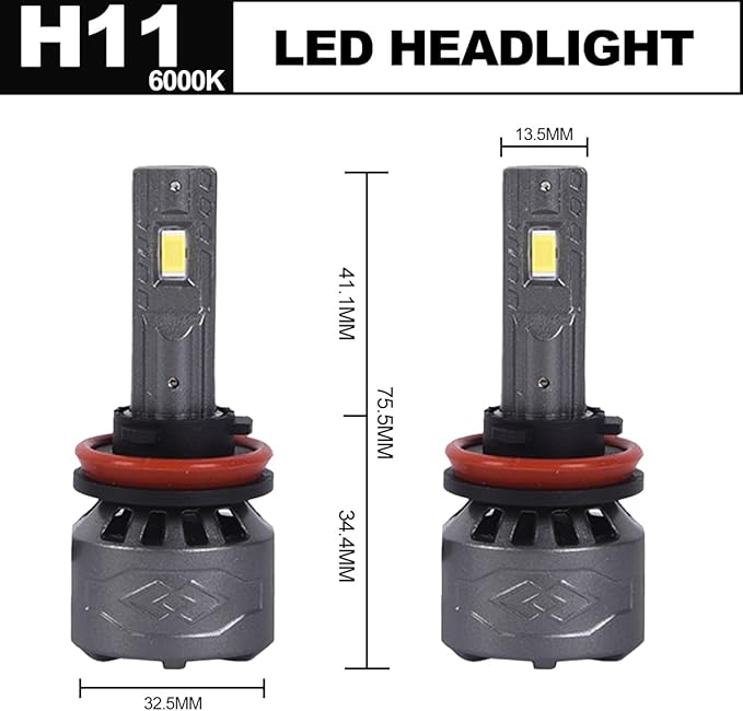 TOPAZ H11 LED Driving Fog Bulbs, 6000 K, brighter white light, Plug and Play daytime running light, replacement bulbs for cars, trucks, SUVs (pack of 2)