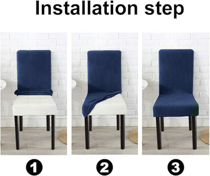 NORTHERN BROTHERS Chair Covers Set of 2 Parsons Chair Covers Chair Slipcovers Super Fit Kitchen Chair Protector Cover for Dining Room, Navy Blue