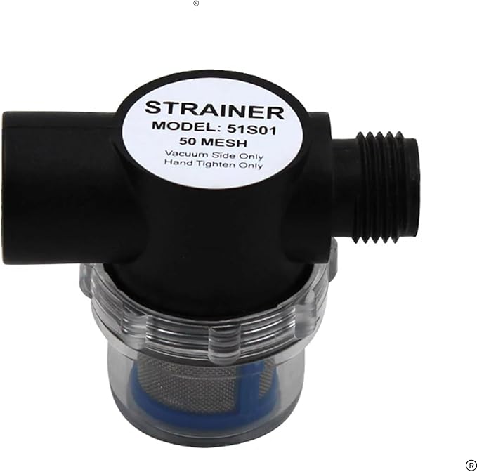 SEAFLO Water Pump Inline Strainer Filter (MN:51S01) - 12" NPSM InletOutlet - RV Replacement- Compatible, Shurflo, and WFCO Pumps (01-Pack)