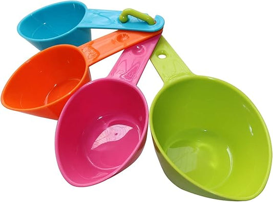 Rypet Dog Food Scoop Set of 4 - Plastic Measuring Cups for Dog, Cat and Bird Food (Multicolor)