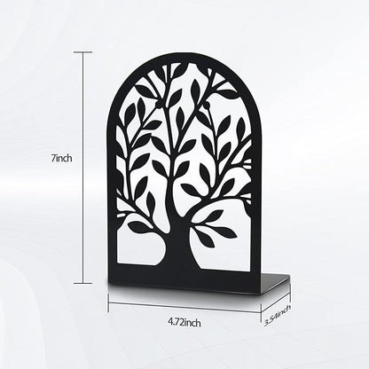 Umikk Book Ends, Bookends for Shelves, Tree Book End to Hold Books, Metal Bookend Stopper, Non-Skid Book Holder, Black Book Supports for Office Home Kitchen, Modern Decorative Bookends(3 Pair6 Pcs)