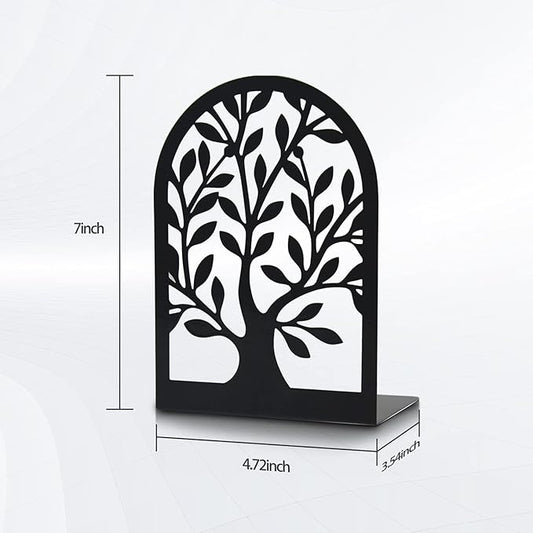 Umikk Book Ends, Bookends for Shelves, Tree Book End to Hold Books, Metal Bookend Stopper, Non-Skid Book Holder, Black Book Supports for Office Home Kitchen, Modern Decorative Bookends(3 Pair6 Pcs)