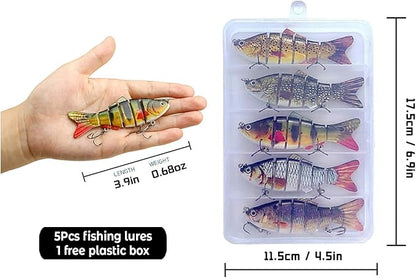Fishing Lures for Bass Trout 1.43.9" Multi Jointed Swimbaits Slow Sinking Bionic Lifelike Swimming Bass Lures Freshwater Saltwater Bass Fishing baits Kit