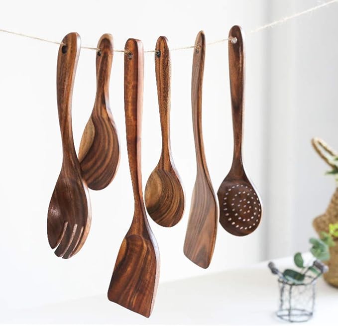 DDJSJ Teak Kitchen Utensils,Colander Ladle Skimmer Scoop Kitchenware Scoop Dipping Big Wooden Rice Long Handle Natural Utensils Handcrafted Cutlery Tool (scoop dipping(11x3.15in))...