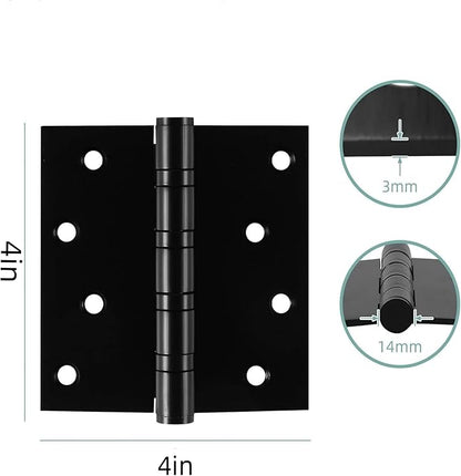 Black Exterior Door Hinges 4 Inch,Wide Throw Commercial Matte Door Hinges