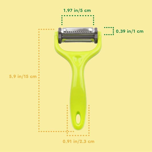 Y Shape 3-in-1 Serrated, Straight, Julienne Swiveled Multi-Blade Peeler - Green - 1 Peeler