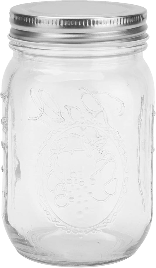 500ml Food Storage Jar Clear Glass Canning Transparent Honey Dispenser Jar with Sealed Lid for Honey Jam Dry Food Fruite Sauces, Honey Pot with Scale, Honey Pot with Scale, 500ml Food Storage Jar