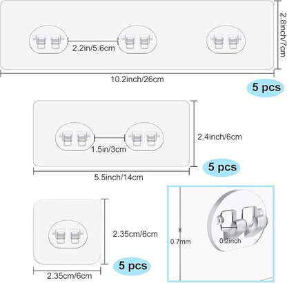Vivinin Pack of 15 replacement adhesive hooks for shower, without perforations, strong adhesive hooks for showers and kitchen shelves