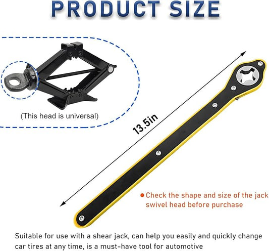 Jack Ratchet Wrench, Forward and Reverse Easily Switch Ratchet Wrench for Scissor Jack, 360 Swivel Labor Saving Jack Lift Speed Tool for Cars SUV, Universal Car Accessories (Wrench)