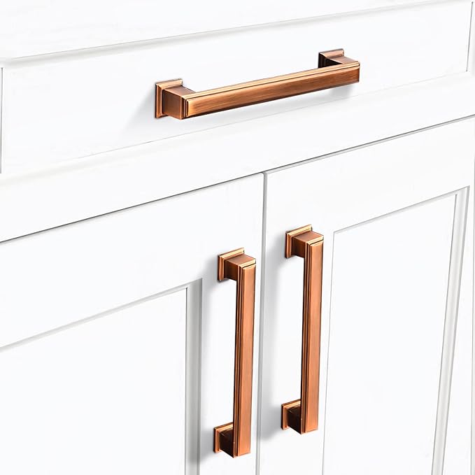 5 Inch Brushed Brown Square Cabinet Pulls, 5 Pack