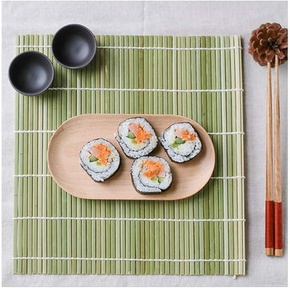 AKOAK 1 Pack Sushi Roll Mat, Professional Non-stick Bamboo Sushi Roll Mat, Multifunctional Kitchen DIY Sushi Mat Tool, 9.5 ", Natural Bamboo