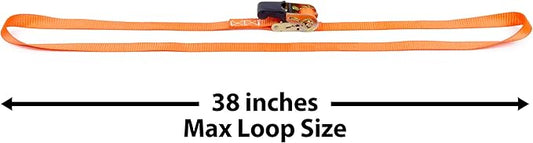 PowerTye - Endless Ratchet Strap - Easy Grip (Hookless), Orange Tie Down Strap w 400 lb. Working Load Limit  1,200 lb. Break Strength, Ideal for Motorcycle, ATV, Bike,  Coolers, 1in x 7ft, 2-Pack