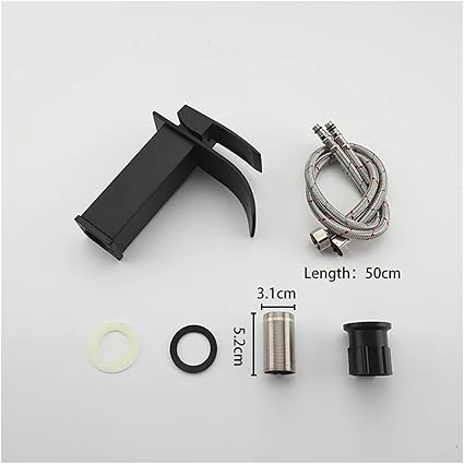 Bathroom Black Basin Faucet Waterfall Bathroom Faucet Stainless Steel Sink Faucets Cold Sink Mixer Crane Washbasin Tap Faucets (Color : Black, Size : G12)