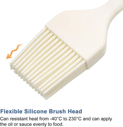 uxcell Basting Pastry Brush, 8" Silicone Flexible Brushes for Baking, Cooking, Grilling, White