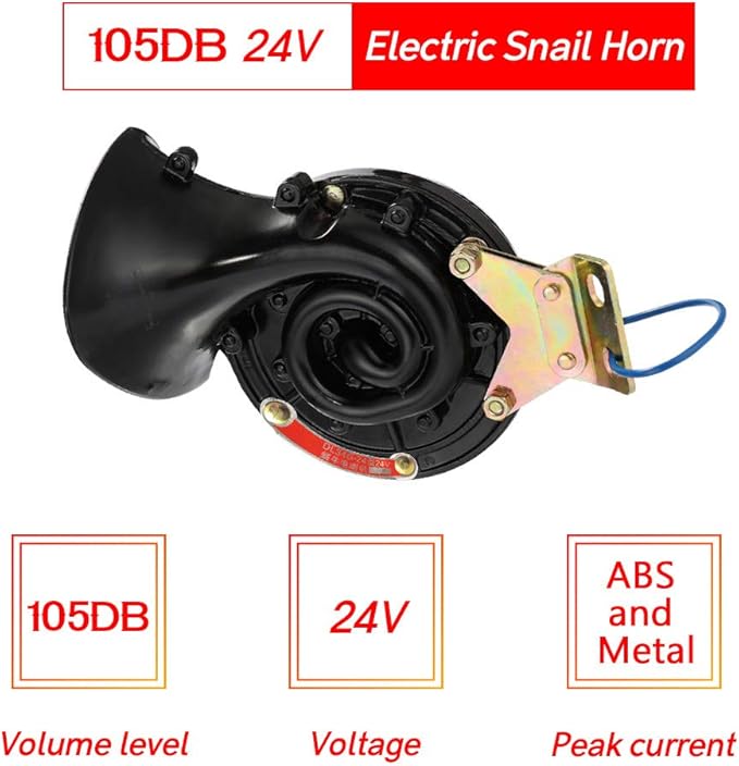 Air Horn Loud 105DB 12V24V Black Waterproof Electric Snail Horn Air Horn Raging Sound For Car Motorcycle Truck Boat