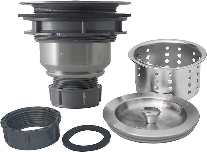Sink Strainer Kitchen Sink Drain Assembly Kit 3-12 Inch with Kitchen Sink Drain Basket,304 Stainless Steel Sink Stopper  Cover Lid,Stainless Steel Brushed