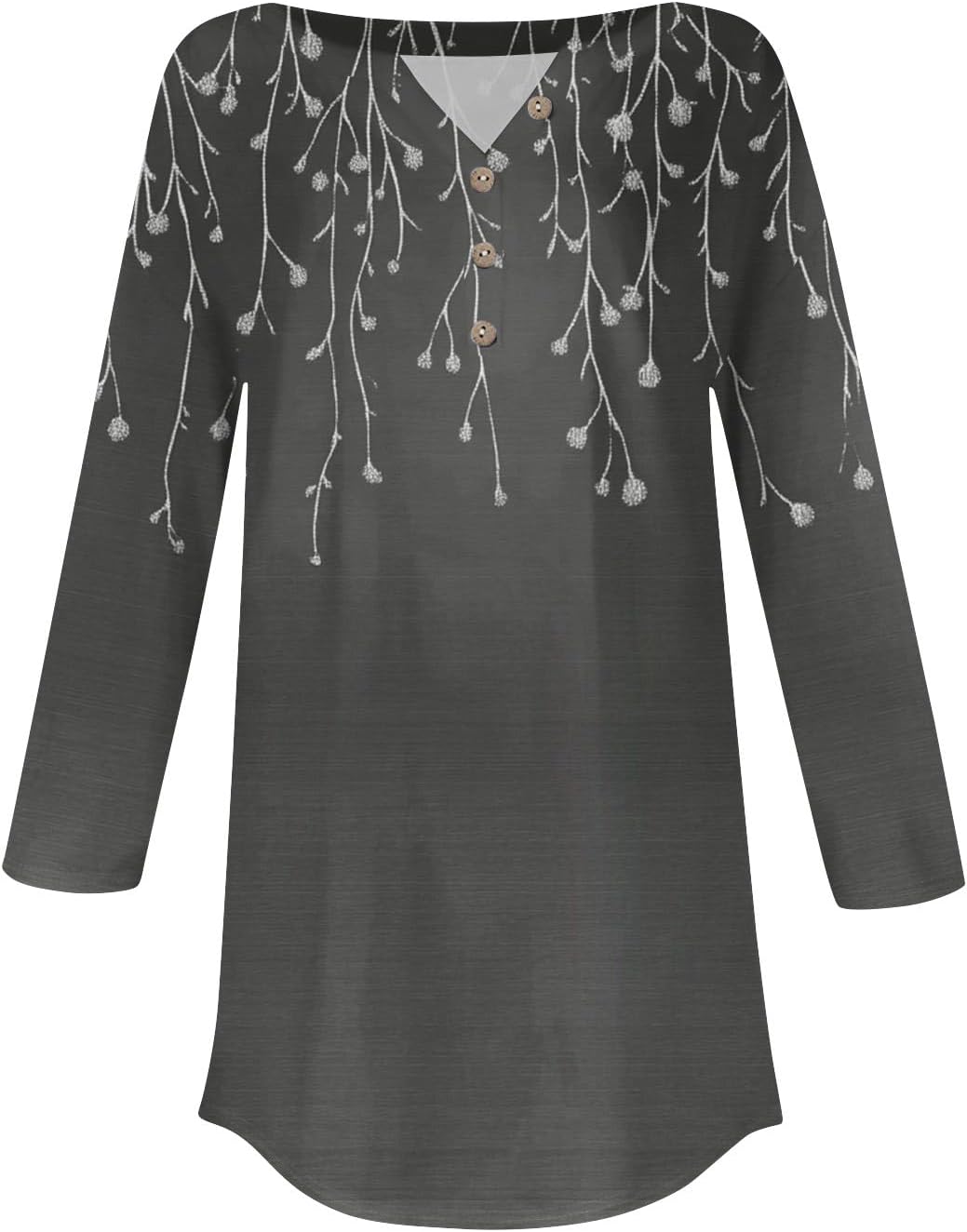 3/4 Length Sleeve Henley Shirts For Women Henley Spring Button Down Tops Baggy V Neck Blouses
